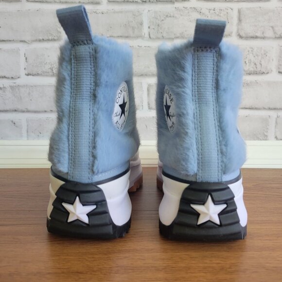 ❤️Converse Run Star Hike Hi Platform Faux Fur 6.5 Men Shoes Sneaker Blue A13381C - Picture 4 of 10